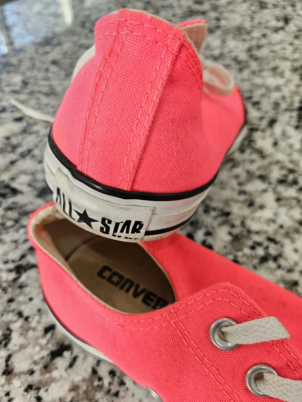 Neon Pink Low Top Converse All Star Canvas Sneakers - Picture 3 of 5